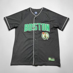 NBA Ultra Game Boston Celtics Baseball Jersey Mens Large Black Mesh Button Front